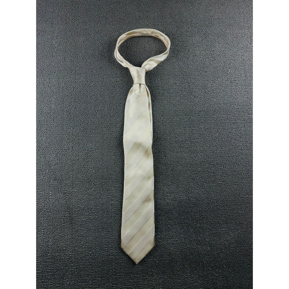 Vintage Brioni Tie Men White 100% Silk Striped Designer Italy Made Luxury Formal